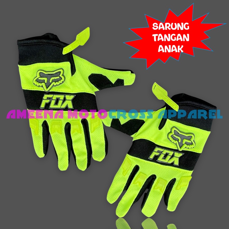 Sarung Tangan Motor Anak - Sarung Tangan Trail Anak - Sarung Tangan Motocross Anak - Sarung Tangan Anak Touring - Sarung Tangan Anak Enduro - Sarung Tangan Trabas Anak - Sarung Tangan Adventure - Fluogreen