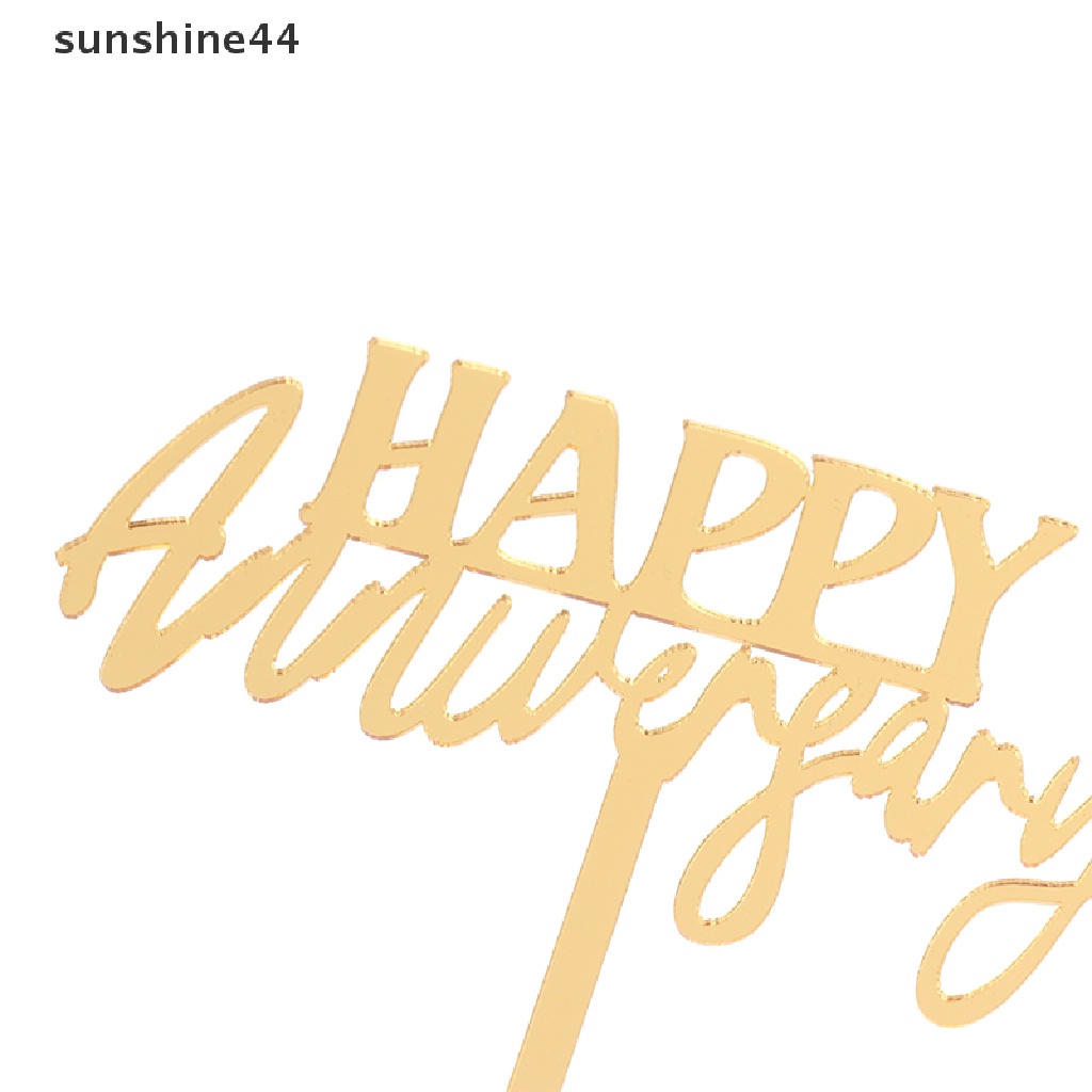 Hiasan Kue Akrilik Sunshine Gold Pink Happy Anniversary Hiasan Kue Valene Day.