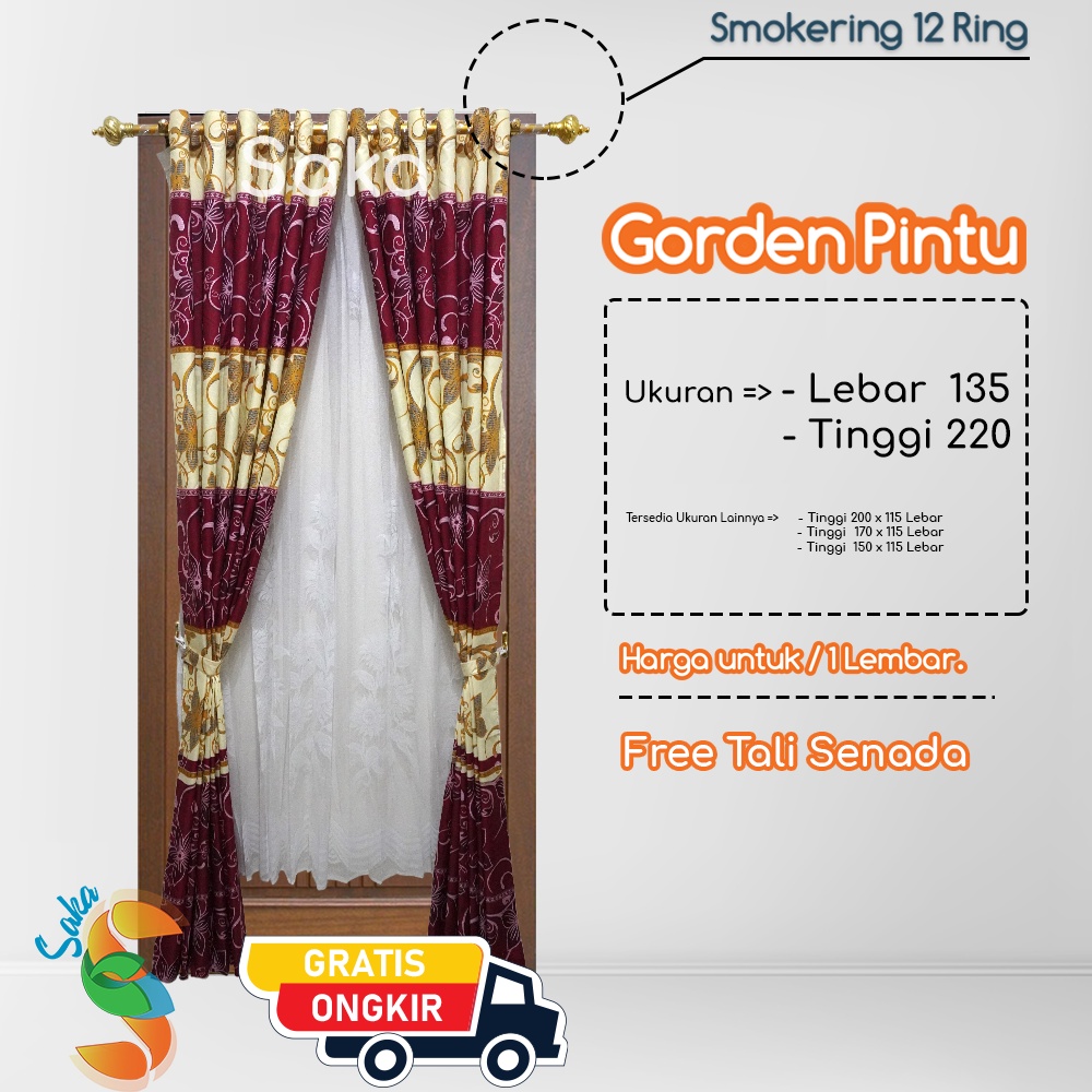 GORDEN PINTU DAN JENDELA AESTHETIC MOTIF KOTAK KOTAK HITAM PUTIH GORDEN 12 RING