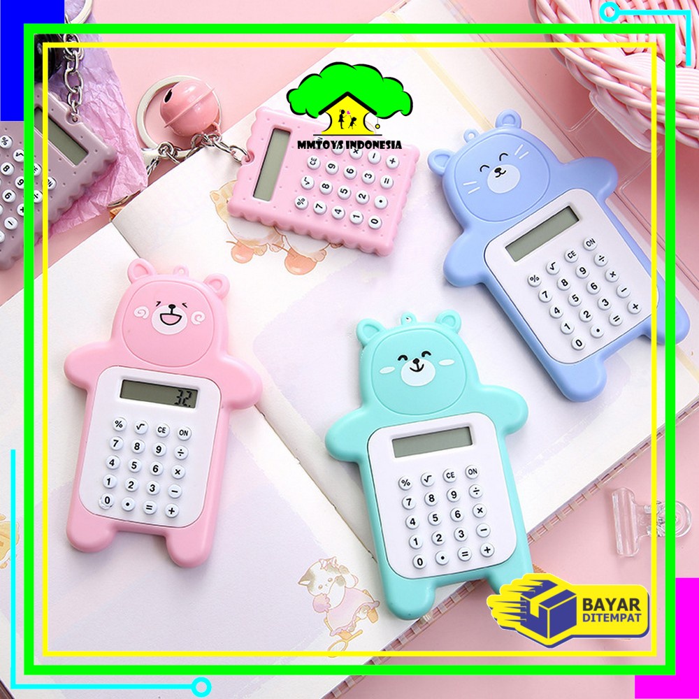

MI-C325 Kalkulator Mini Motif Beruang 8 Digit Tombol Karet Sekolah Stationary/ Bear Calculator Travel Mini Portable Desain Kartun Beruang