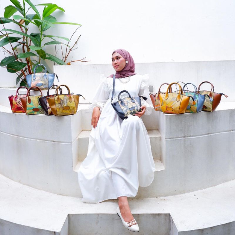 TAS KULIT SAPI ASLI CACA ECOPRINT