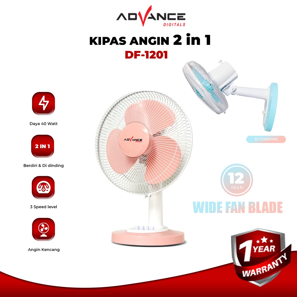 Advance DF-1201 Kipas Angin Meja dan Dinding | Garansi Resmi Advance 1 Tahun