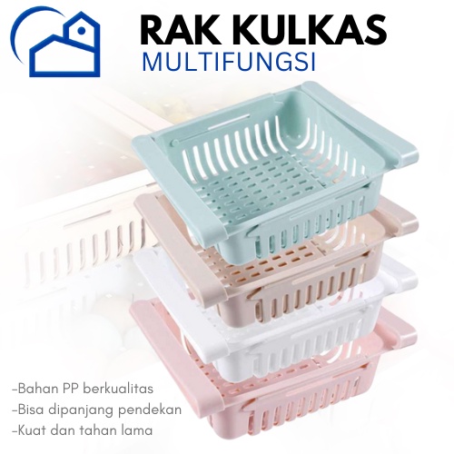 Rak Kulkas Serbaguna Organizer Sliding Rak Serbaguna Tirisan Buah, Saringan, Cuci Tiris, Tempat Buah