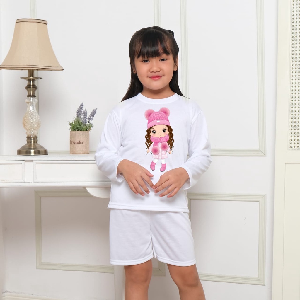 Hzl_outfit Set Baju Setelan Oblong Anak Perempuan Little Girl Doll S.M.L.XL