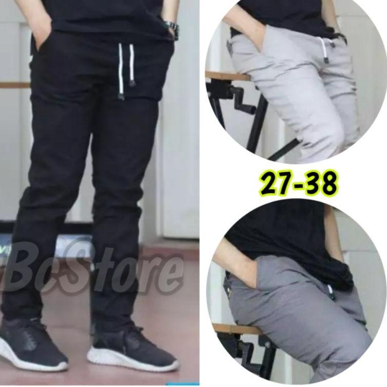 KRG.12Ja23м • CELANA Pria SLIMFIT Panjang chino KERJA HARIAN HITAM MOCCA ABU GREY KREAM CREAM Sz