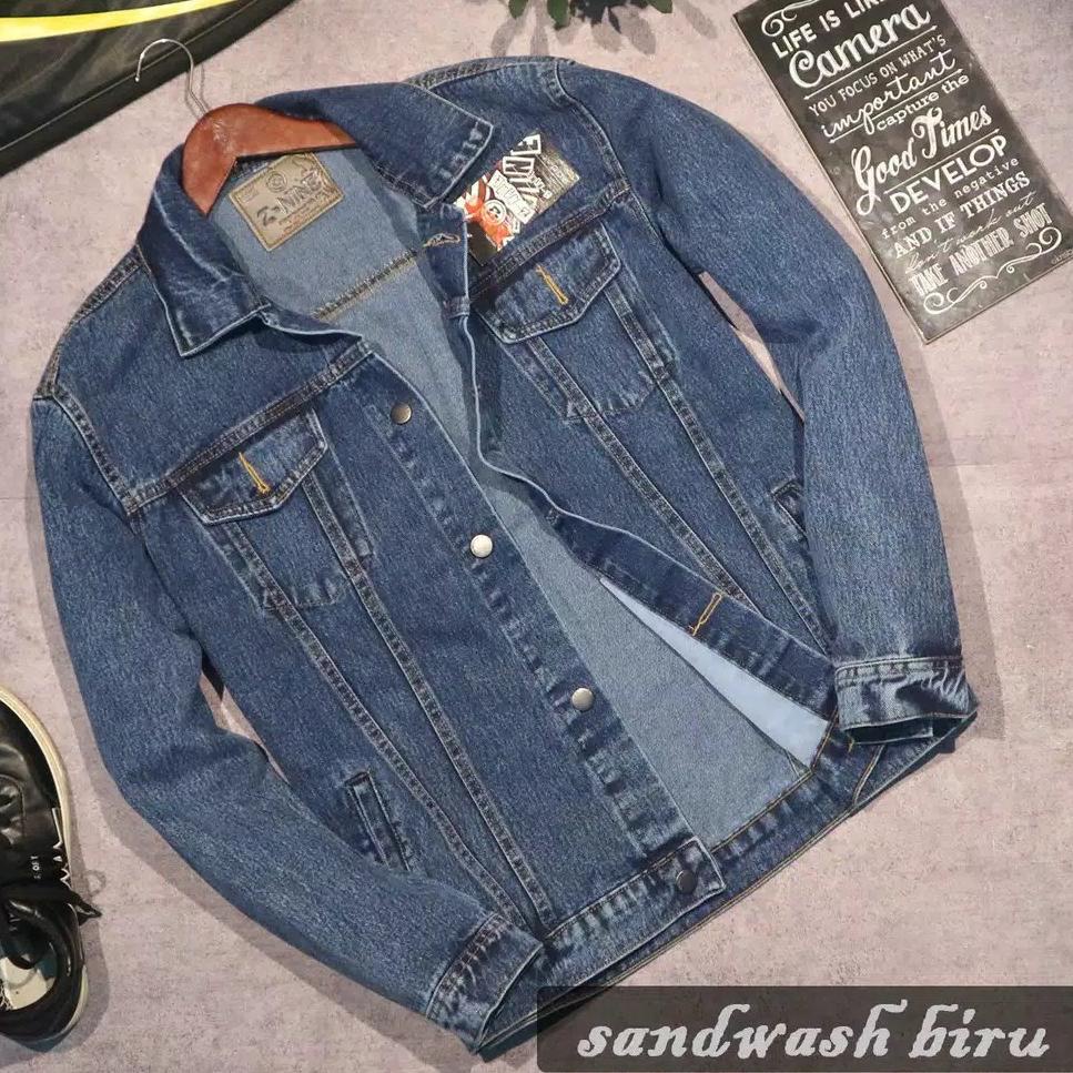 Z-nine jaket jeans/jaket denim/ model polos dan sobek , sandwash, scrub "MYT.15Ja23ι"