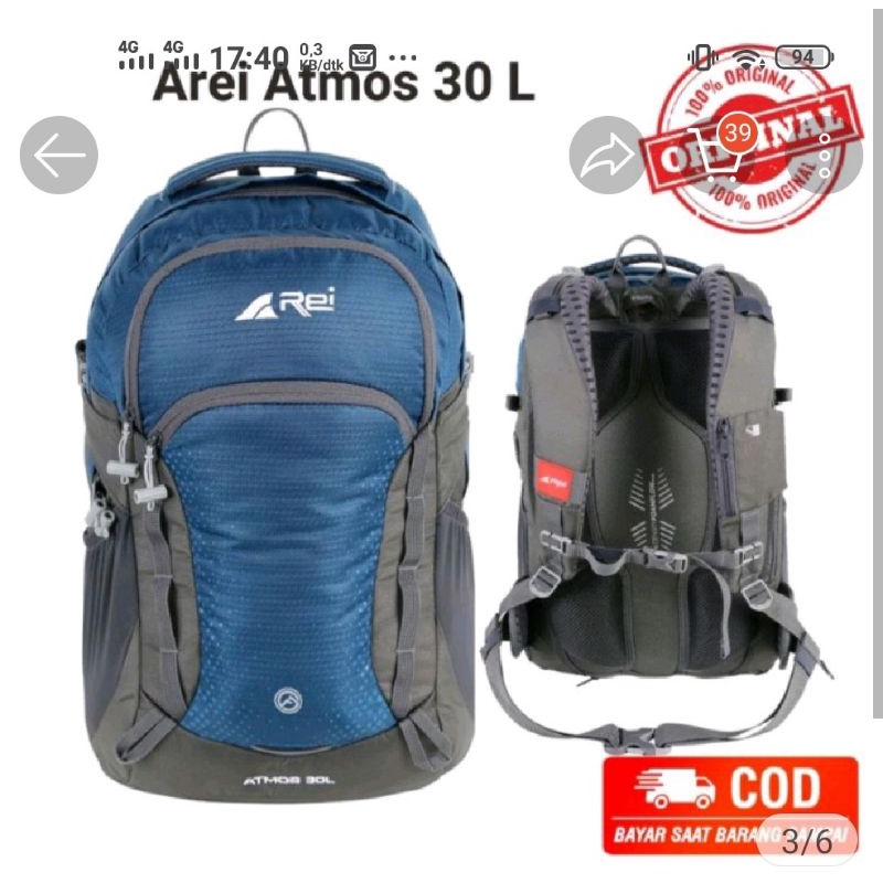 Tas Ransel Pria Rei Atmos 30L Original+USB