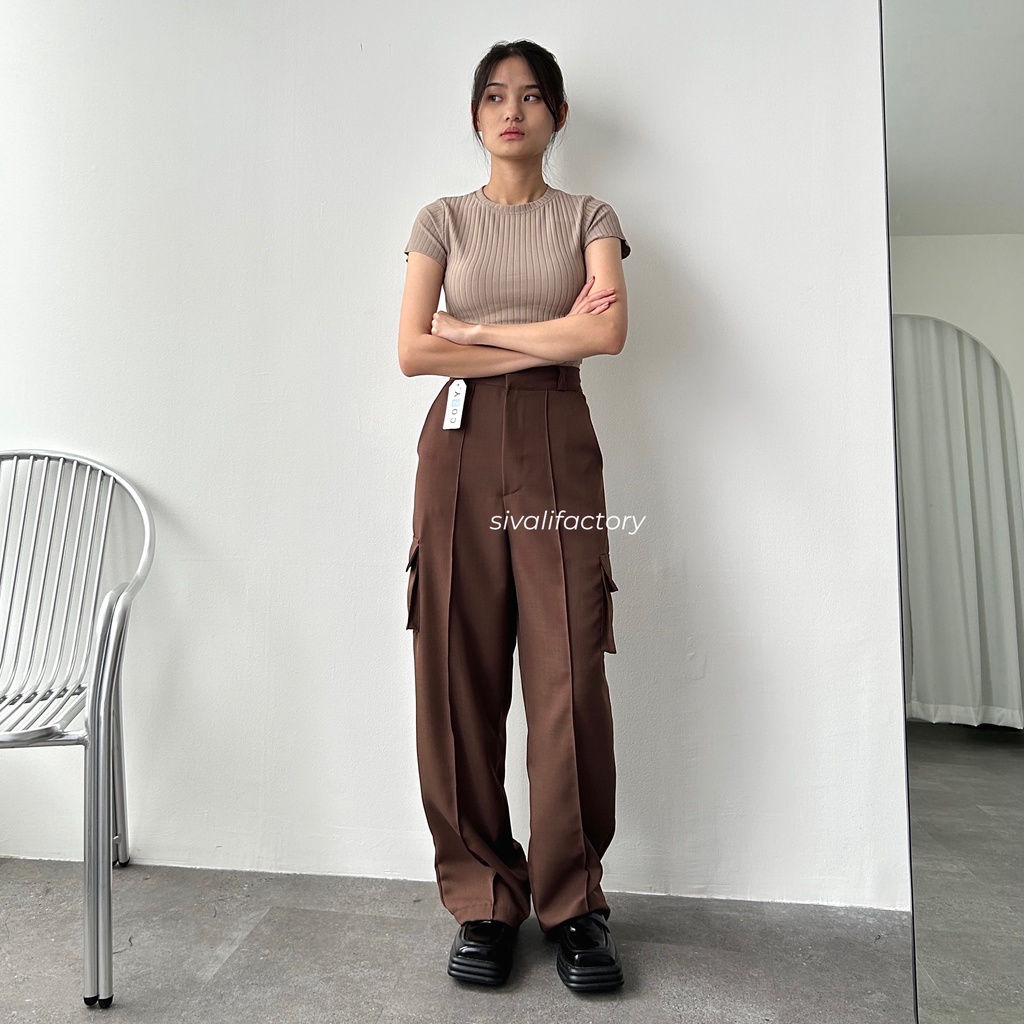 SIVALI Harper Cargo Pants - Highwaist Loose Cargo - Celana Kargo Wanita - Baggy Pants