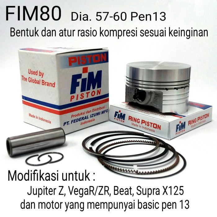 FIM80 PISTON KIT JupiterZ, New JupiterZ, VegaZR Dome Mentah Custom