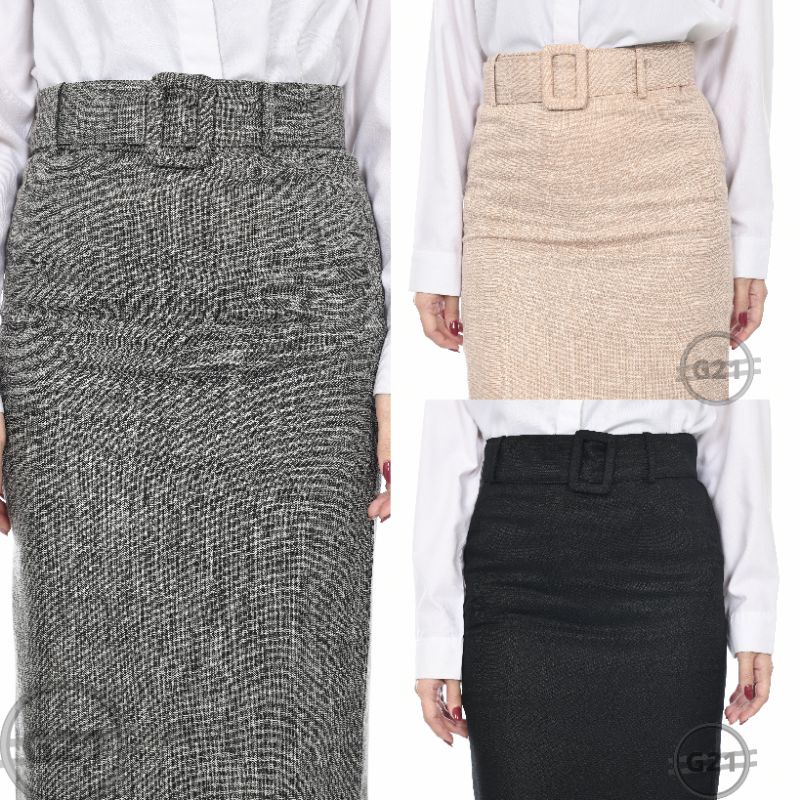 Rok Kerja Hitam Pendek Span Midi 7/8 Dibawah lutut Bahan Formal Kantor