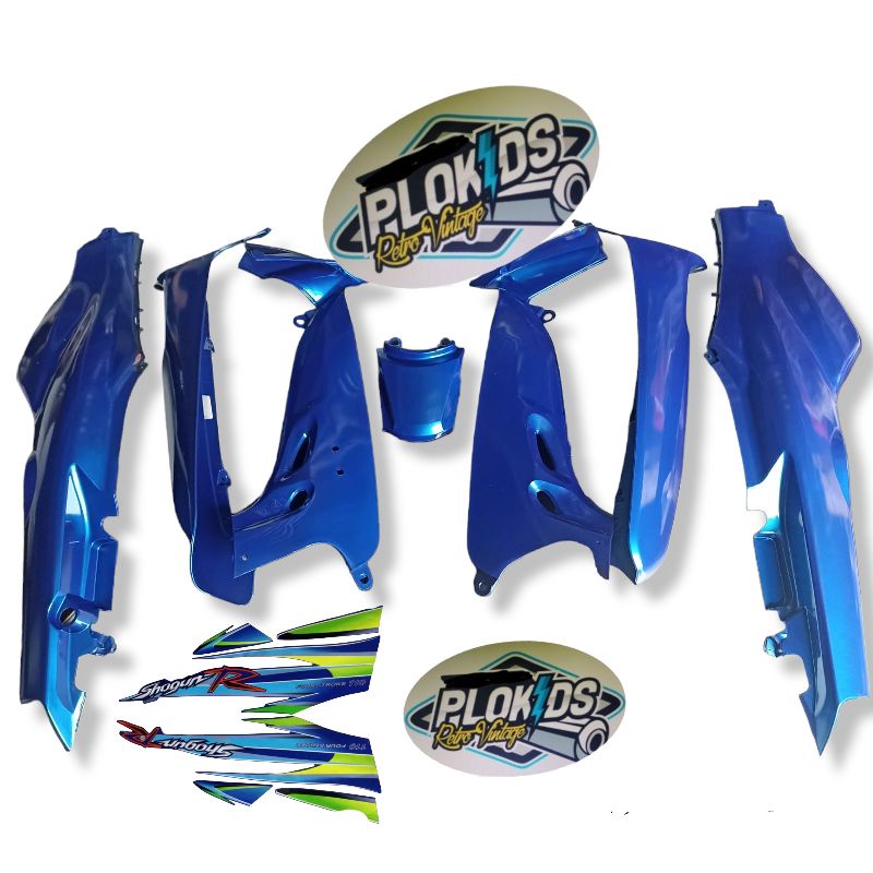 BODY SHOGUN R 110 BIRU SAYAP LUAR DALAM SUZUKI SHOGUN NEW 110 SET STICKER BIRU