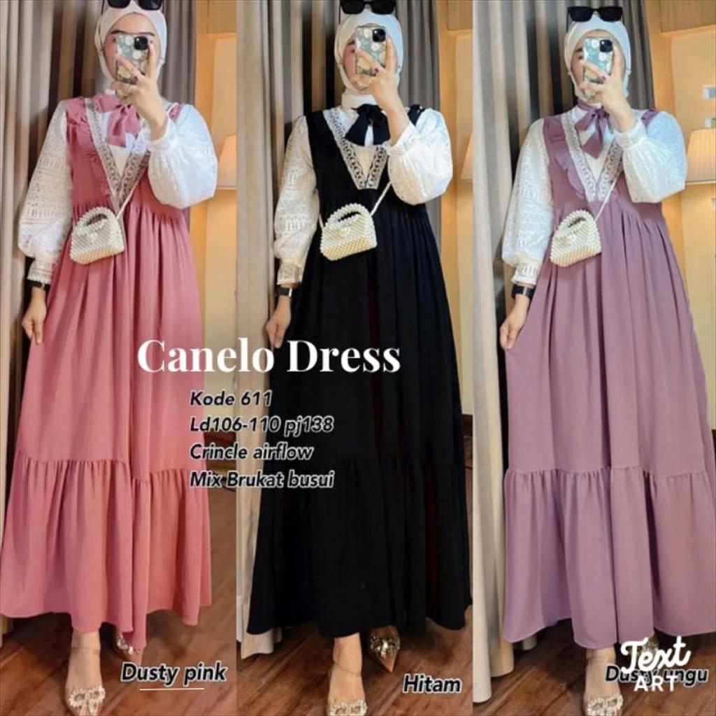 Canelo Gamis Cringkle mix Brukat Dress Busui Premium