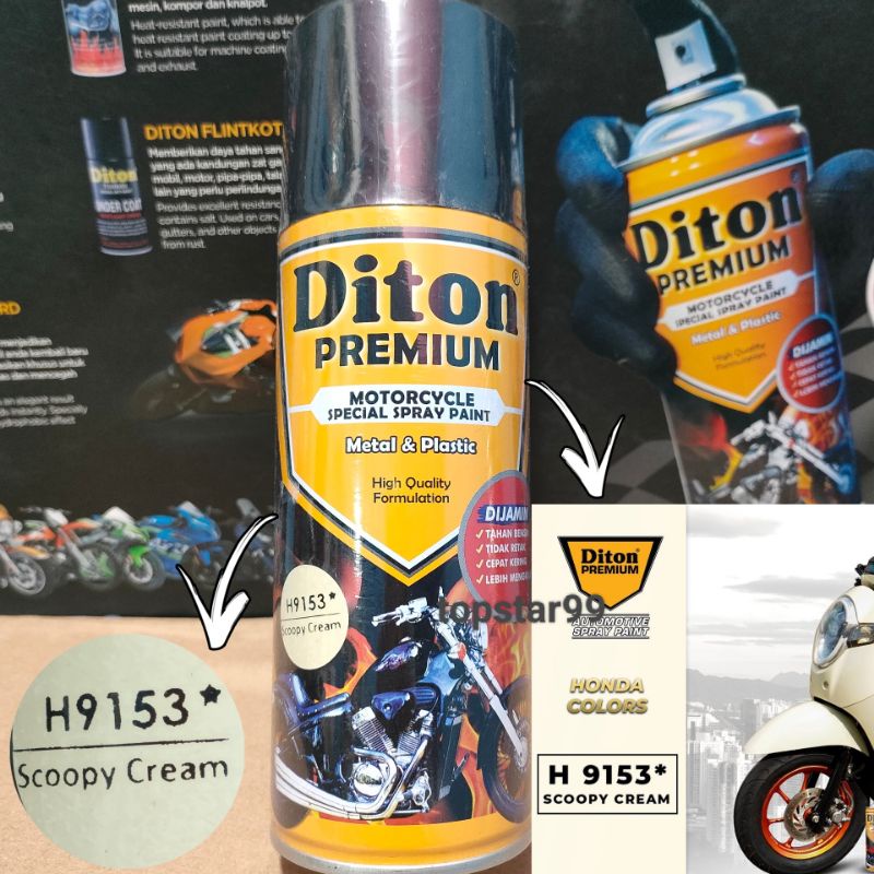 Pilok Cat Diton Premium Scoopy Cream 9153 Cream 400cc Tahan Bensin.Cat Semprot Pylok.Cepat Kering