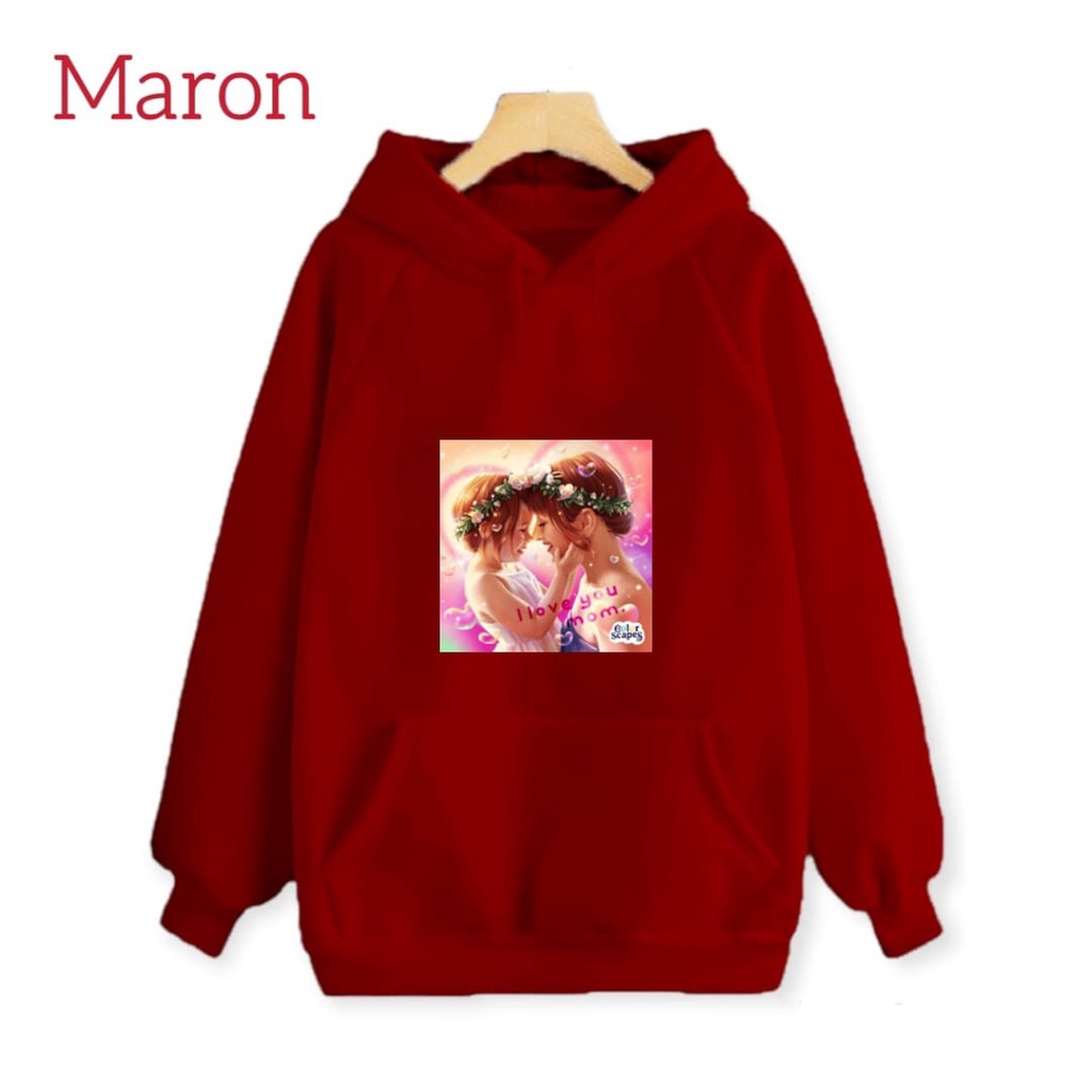 Hzl_outfit Sweater Hoodie I Love You Mom Anak Perempuan/ Hoodie Anak Anak