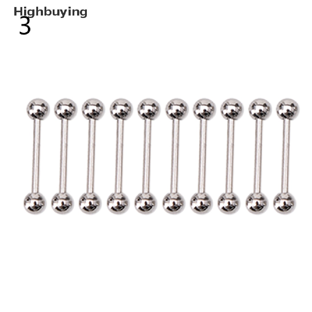 Hbid 10PCS Cincin Barbel Pentil Lidah Pusar Bola Stainless steel Bar Body Glory