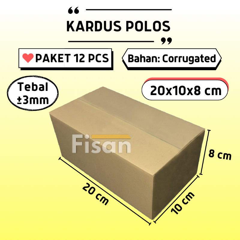 

12 Pcs Kardus Box Dus Kotak Packing Polos 20x10x8 cm