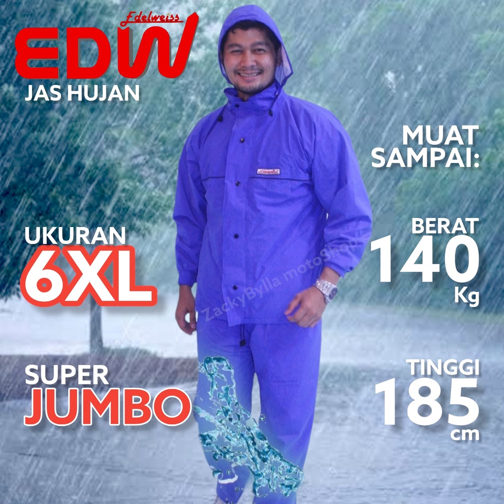 Jas Hujan EDW Edelweiss Ukuran XXXXXXL / 6XL / 6L  Size Super Jumbo Terbesar