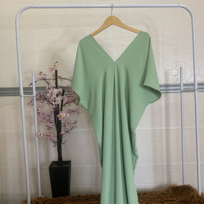 Long Dress Square Cringkle Airflow | Gamis Crinkle Atasan Muslimah-L.DRESS MINT
