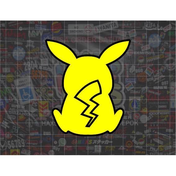 Cutting Sticker Pikachu Pokemon Lis Hitam Ukuran 8 Cm Untuk Mobil Motor