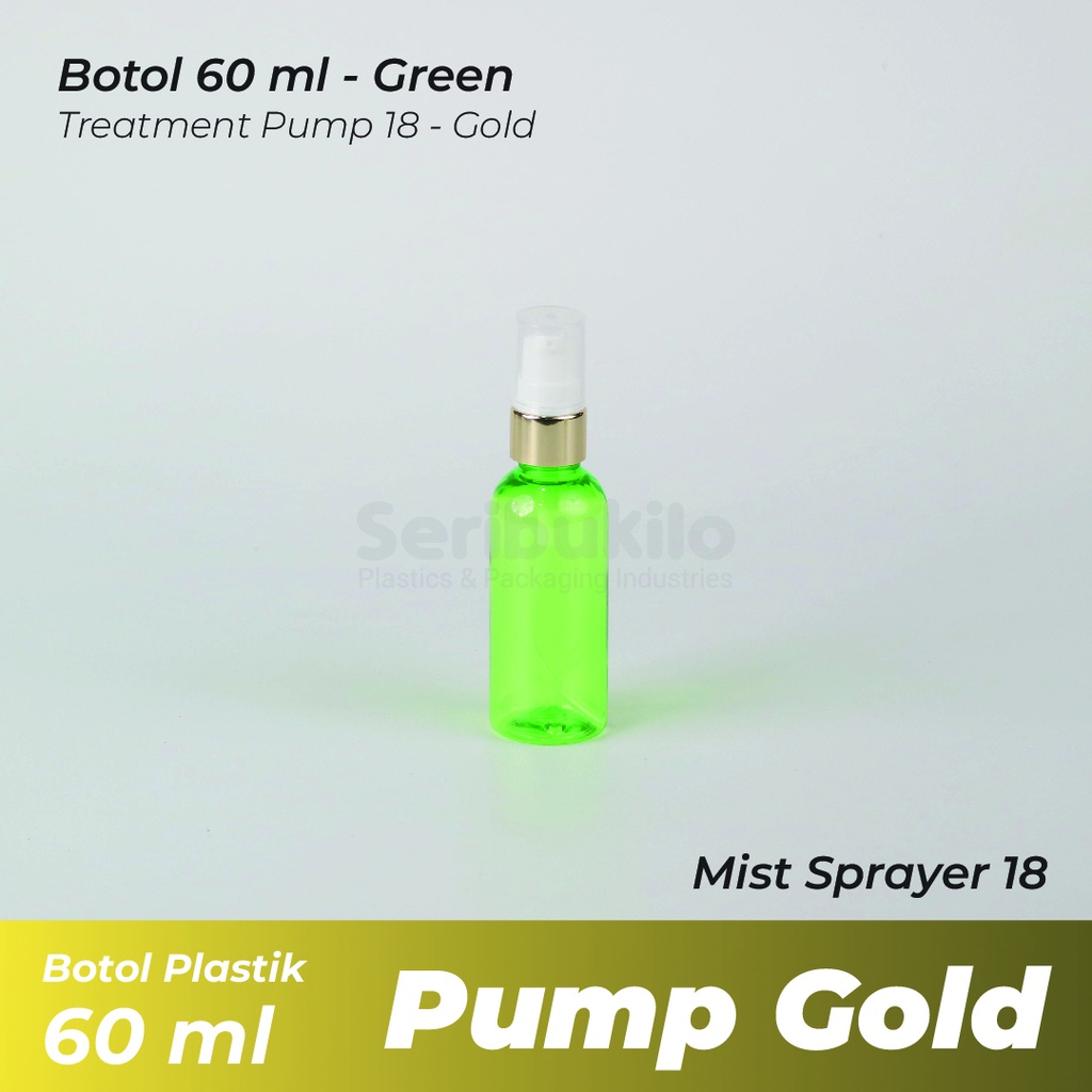 BOTOL PUMP 60 ML / BOTOL PLASTIK 60 ML TREATMENT PUMP GOLD / BOTOL 60 ML TREATMENT PUMP RING GOLD HALF COVER