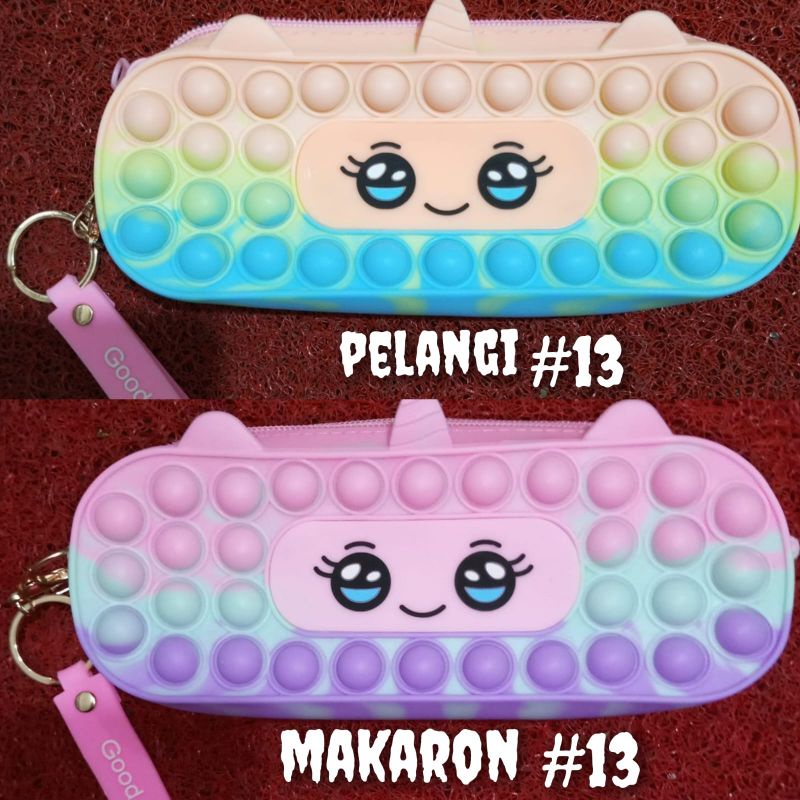 KOTAK PENSIL POP IT PELANGI DAN MAKARON KOTAK PENSIL KARAKTER ANAK POP IT MAINAN ANAK POP IT KOTAK PENSIL POP IT