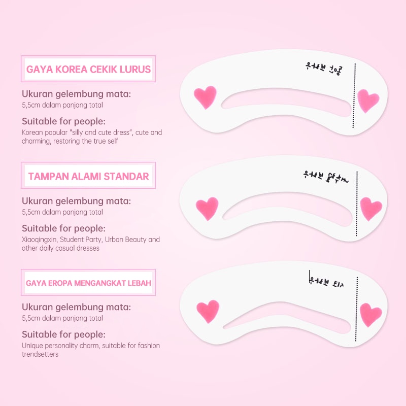 【COD】3Pcs/Set Cetakan Alis Card Eyebrow Stensil Pembentuk Alis Mudah Digunakan Adjustable Untuk Wanita Makeup Tools Praktis Murah Pengiriman Acak-CH