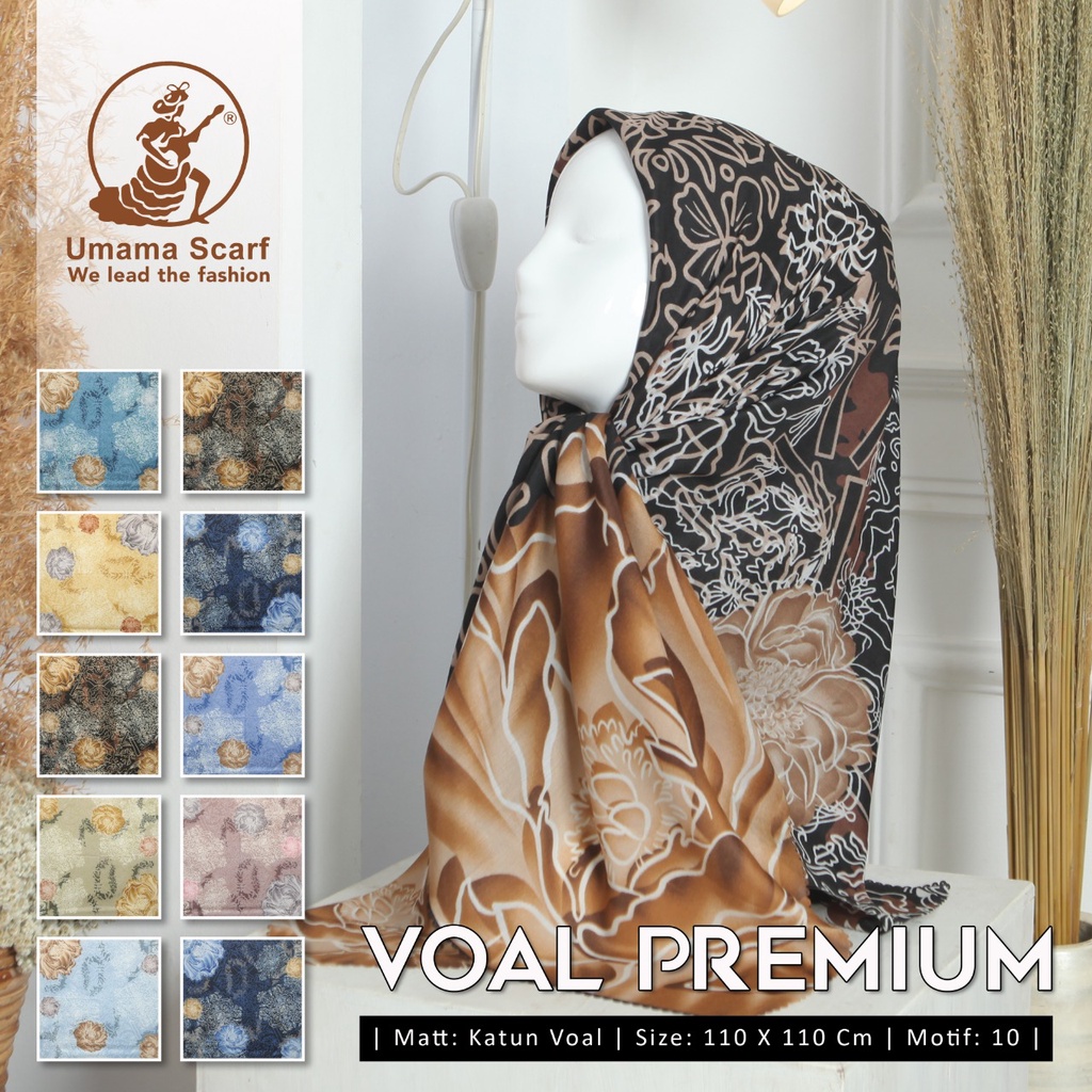 Hijab/Kerudung Segiempat Denay Umama Voal Premium Motif  Laser Cut Original By Umama Scarf 110x110cm - Motif B