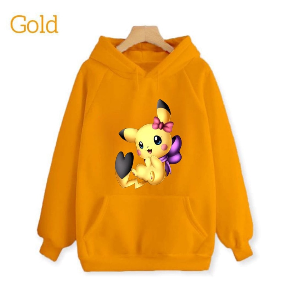 Hzl_outfit Sweater Hoodie Anak Perempuan Picachu Linda/ Sweater Hoodie Anak Anak