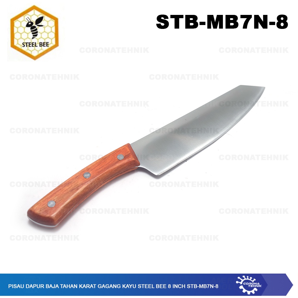 STB-MB7N-8 Pisau Dapur Baja Tahan Karat Gagang Kayu Steel Bee 8 Inch