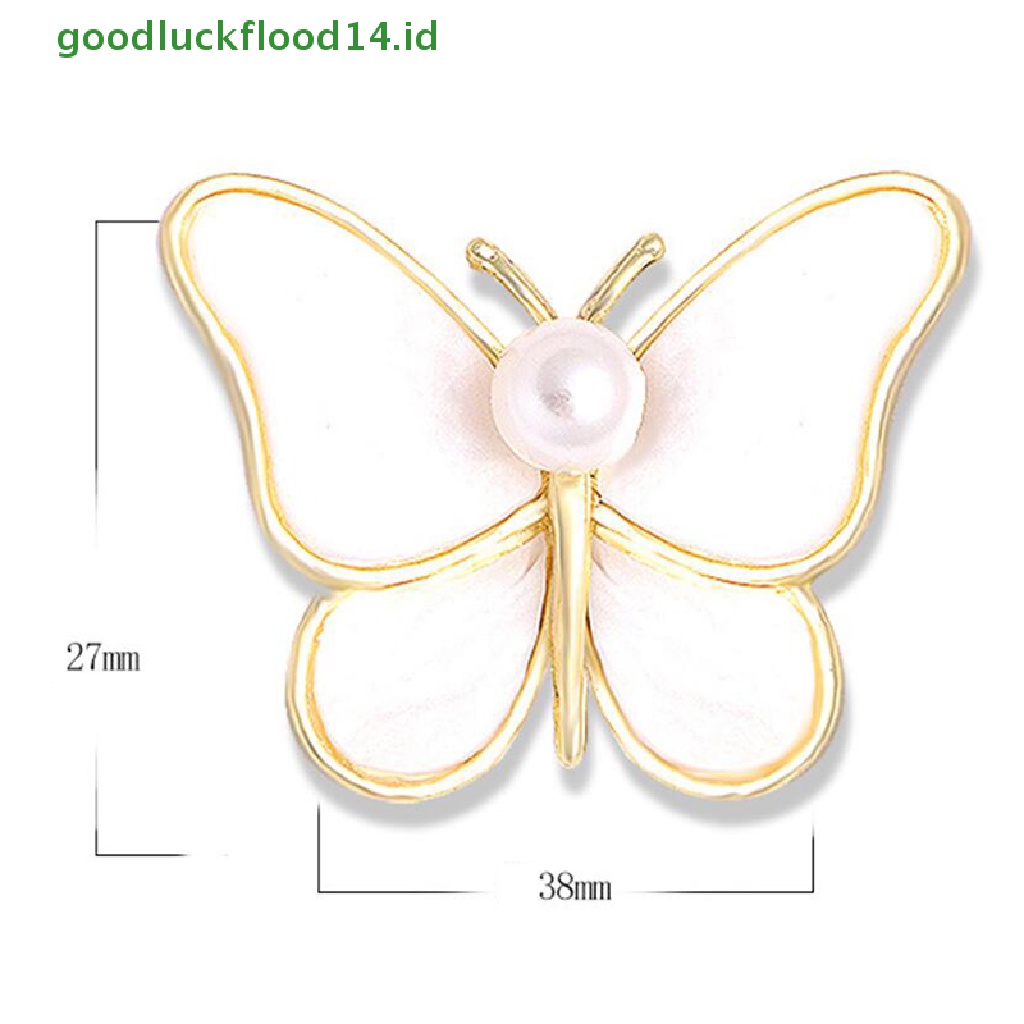 [GOOGFOUR] Fashion Shiny Pearl Butterfly Bros Serangga Pin Wanita Perjamuan Pernikahan Perhiasan [TOP]