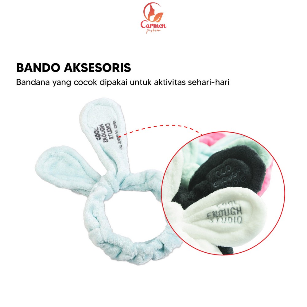 Bandana Masker Wanita Motif Pita Kelinci Lucu Bando Korea / Bando Mandi / Bendo Facial Cuci Muka Headband Rabbit Import CF C69