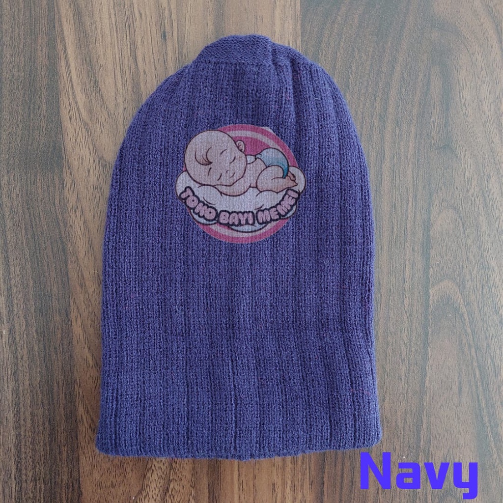 Kupluk Bayi Rajut Polos Salur // Beanie Hat Kids