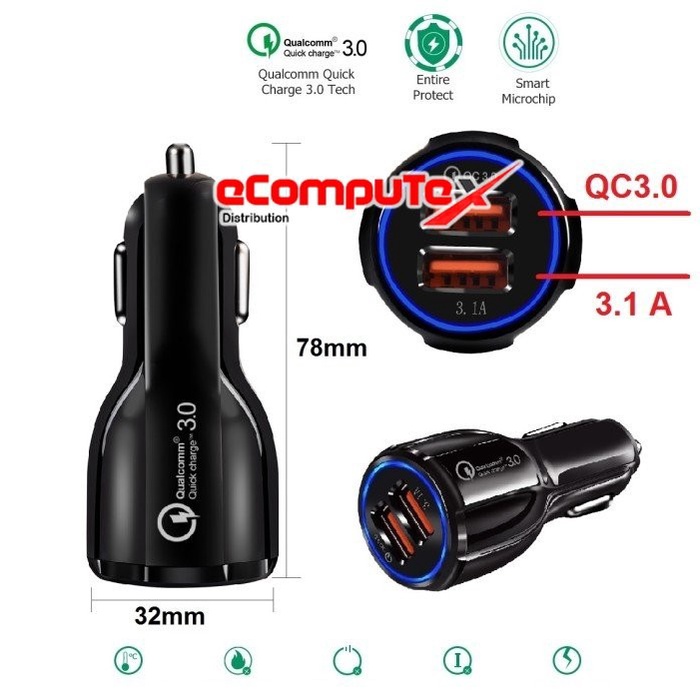 CAR CHARGER 4 PORT USB 2 USB MOBIL SUPER FAST CHARGING - 4 PORT USB - 2 Port USB