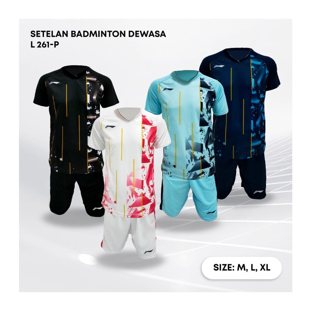 Kaos bulutangkis pria L261 setelan baju celana badminton jersey wanita dewasa t-shirt outfit seragam jarsey kostum olahraga pakaian apparel sport jersy bulu tangkis casual jersi sudirman thomas uber cup print custom suit skyblue polos