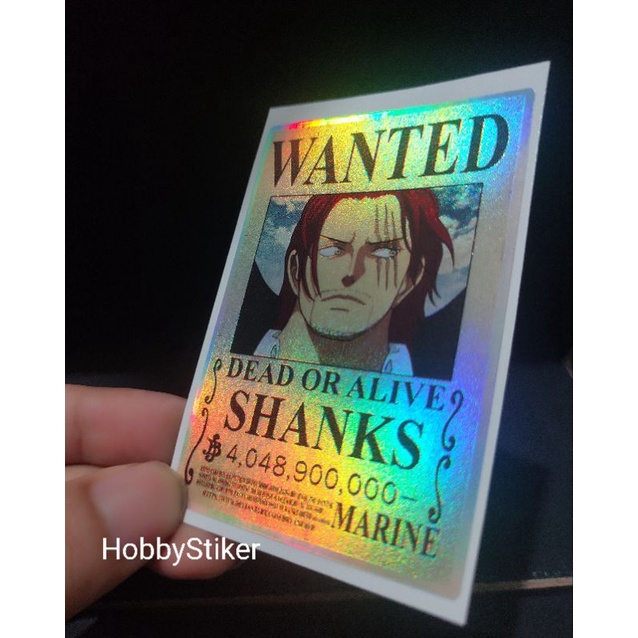 Stiker anime bounty one piece premium chrome - Shanks
