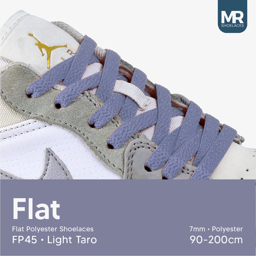 Original MR Shoelaces FP45 Light Taro Tali Sepatu Pipih Flat 7mm 90cm-200cm Gepeng