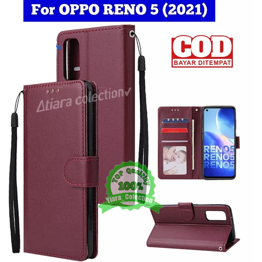 [B66] OPPO RENNO 4 RENO 4F RENO 5 RENO 5F RENO 5 PRO CASING DOMPET HP COVER HP LEATHER FLIP CASE PRE