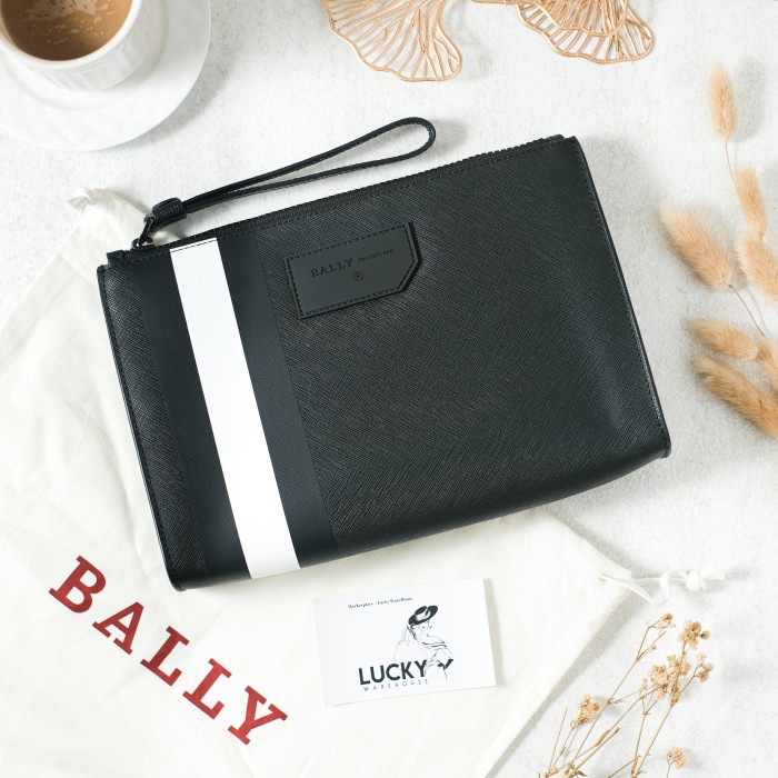 Bally Coated Canvas Clutch Bag In Black - ORIGINAL 100%