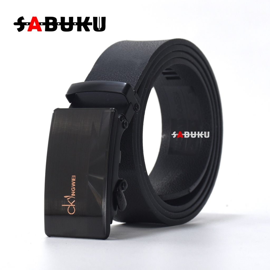 Ikat Pinggang Pria Stainless Model Rel Sabuk Gesper Kulit Men Belt Terbaru Fashion Belt Ban Gesper Sabuk PU - 283