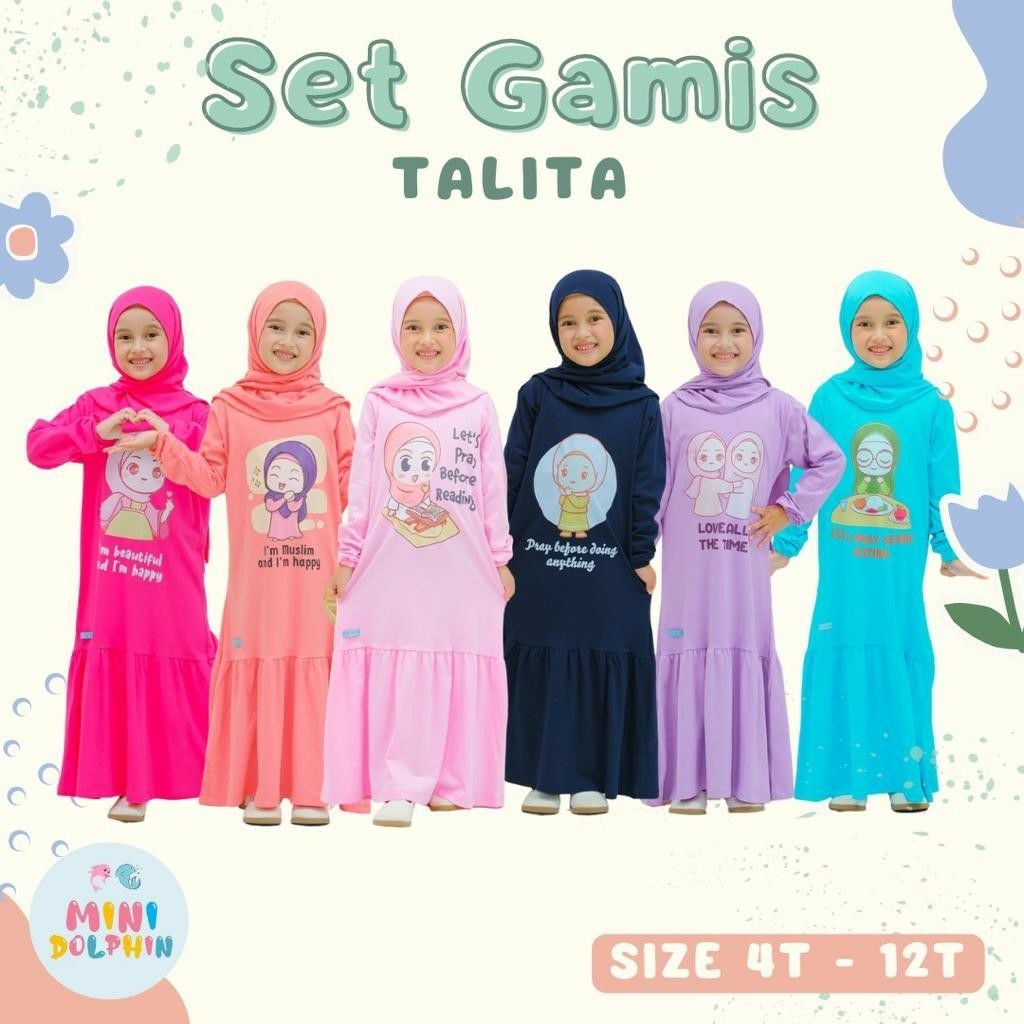 SET GAMIS TALITA BY MINIDOLPHIN / Set Gamis Kaos Anak