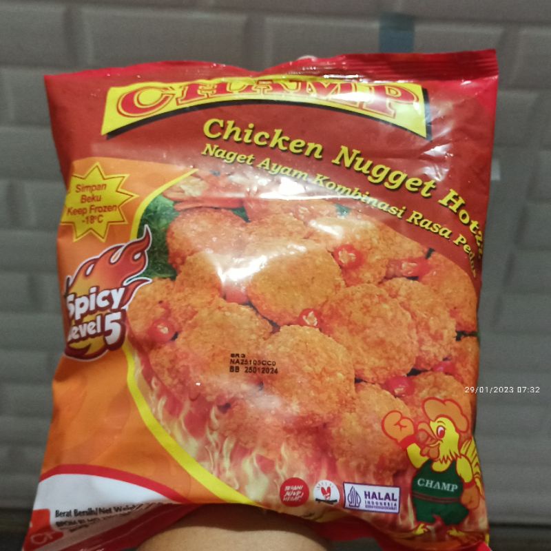 

champ nugget hotz lvl 5 nugget ayam pedas 500gr