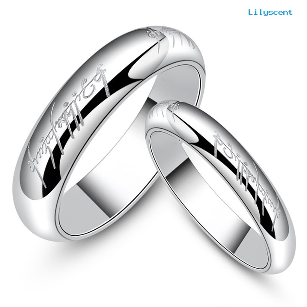 [LS] Cincin Kawin Motif Huruf Hias Bahan Titanium Steel Pria Dan Wanita Band Finger Ring Untuk Pesta