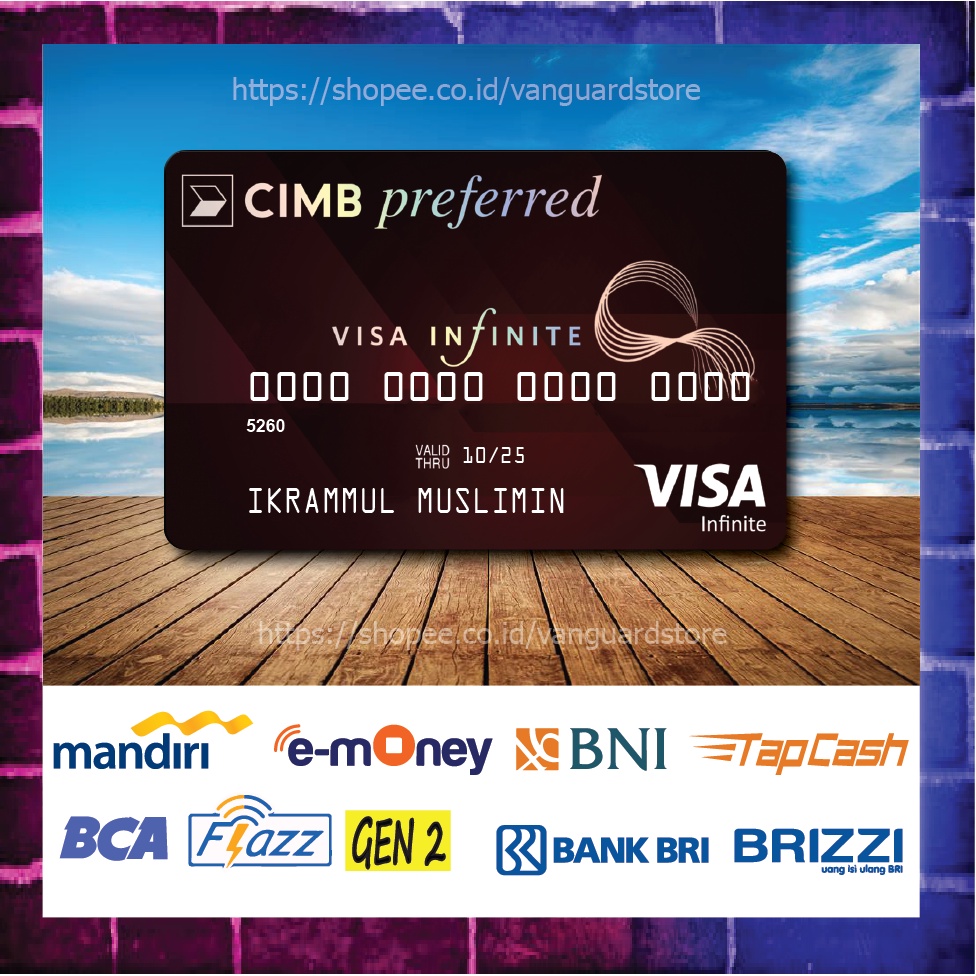 KARTU E MONEY E TOLL KARTU CIMB VISA DEBIT CREDIT EMONEY MANDIRI FLAZZ BCA BNI TAPCASH BRIZZI BRI - 1 SISI