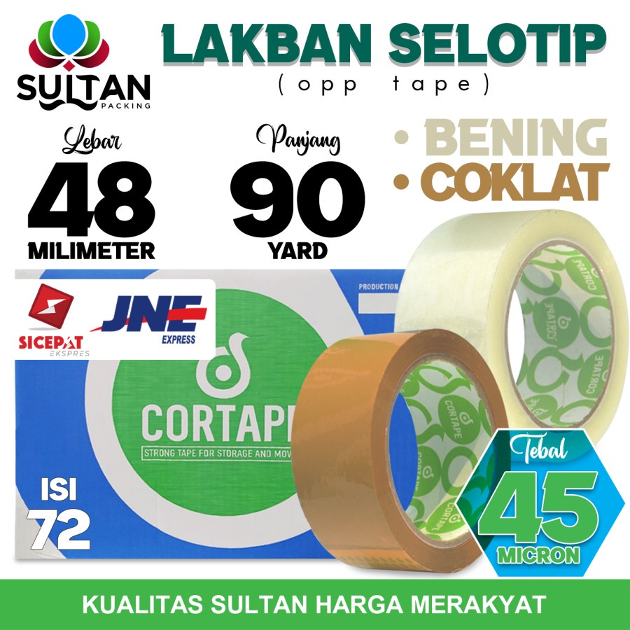 

Lakban 48mm x 90yard CORTAPE plakban isolasi Ekspedisi /DUS ISI 72 pcs