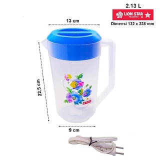 LION STAR Teko Listrik / Teko Air Minum (Elemen) (Bisa Masak Air Panas) K-3 Water Jug 2.1 L (Printed) / Pitcher / Kendi Air