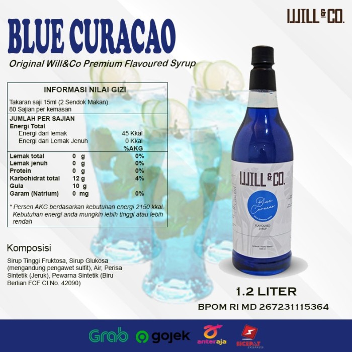 

WILL&CO SIRUP BLUE CURACAO 1.2 LITER