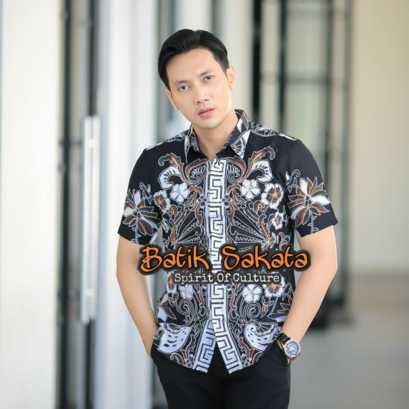 KIPASAN Kemeja Batik Pria Slimfit Lengan Panjang Bahan Katun Halus Lapis Furing