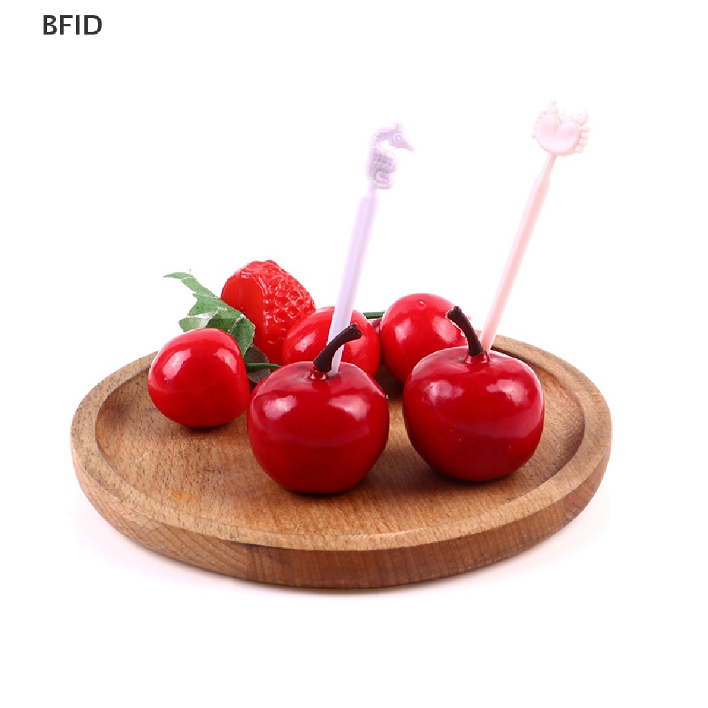 [BFID] Sweet Candy Color Mini Fruit Picks Anak Anak Lucu Kartun Dessert Forks Bento [ID]