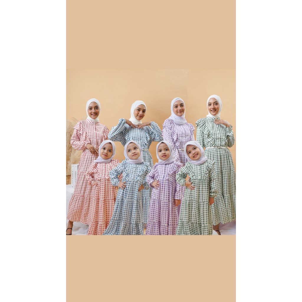 Sheera's Choice Gamis Couple Gingham Frill couple/gamis kotak rempel couple