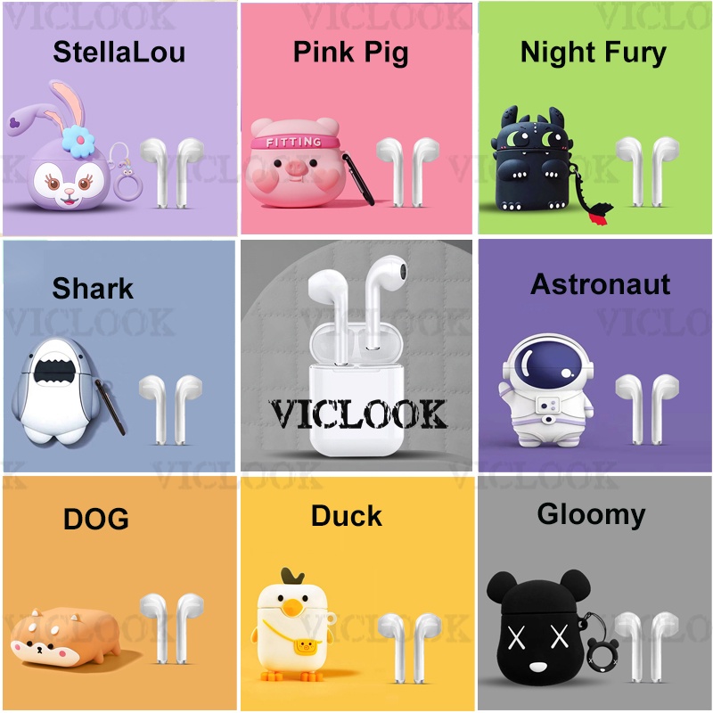 VICLOOK COD Headset Nirkabel Universal i12 TWS INPODS Bluetooth 5.0 Earphone 3D Kartun Lucu HIFI Earbud Stereo FreeBuds Untuk Xiaomi Huawei OPPO VIVO